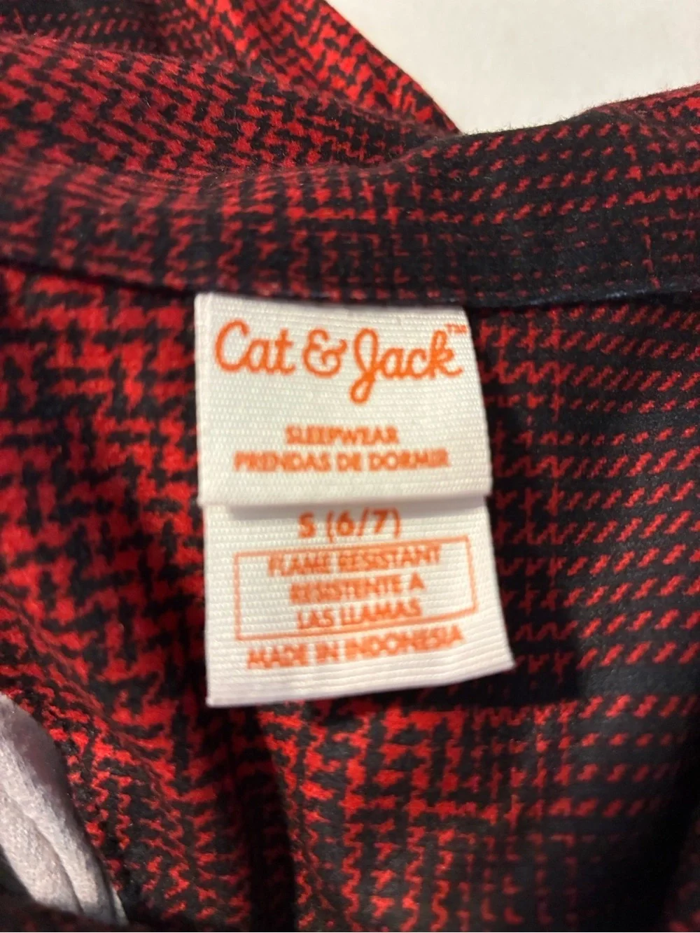 NWT Cat & Jack Boys Red Black Plaid Button Up Pajama Set Size Small 6 7